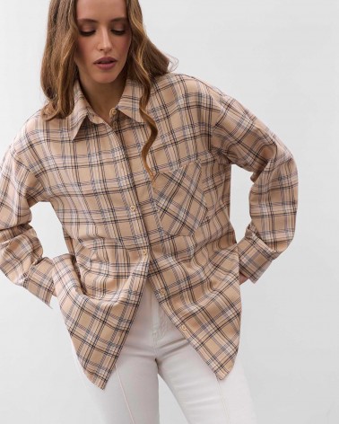 Бежева картата сорочка FASHIONISTA