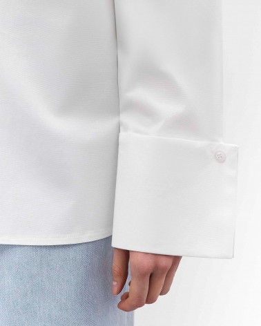 Біла сорочка з широкими манжетами та поясом FASHIONISTA