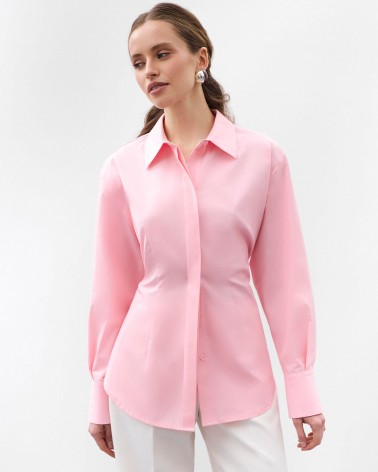 Рожева сорочка приталена з зав'язкою FASHIONISTA
