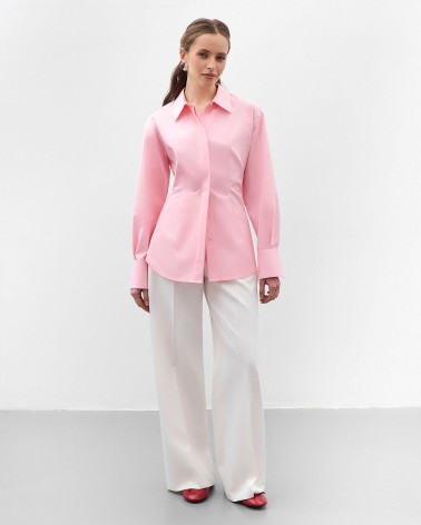 Рожева сорочка приталена з зав'язкою FASHIONISTA