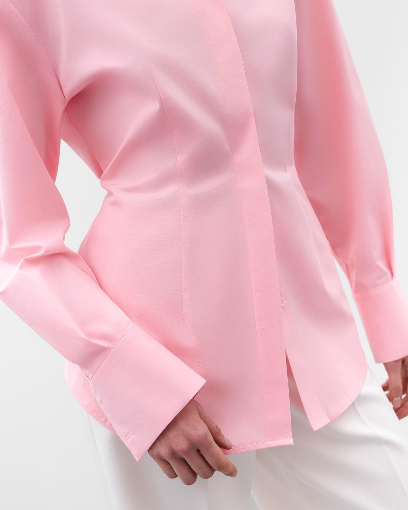 Рожева сорочка приталена з зав'язкою FASHIONISTA