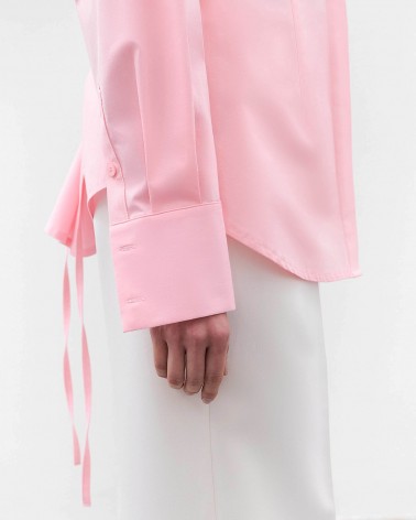 Рожева сорочка приталена з зав'язкою FASHIONISTA