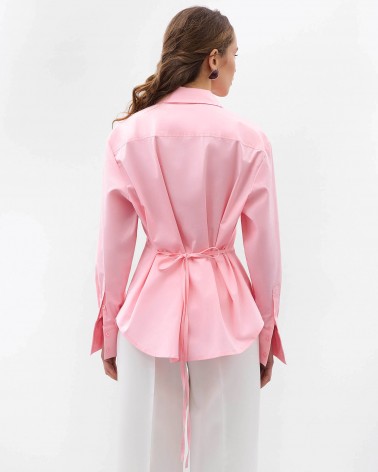 Рожева сорочка приталена з зав'язкою FASHIONISTA