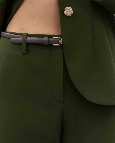 Темно-оливкові штани Eclat о-силуету Regular FASHIONISTA