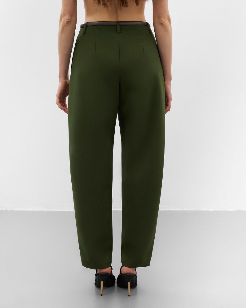 Темно-оливкові штани Eclat о-силуету Regular FASHIONISTA
