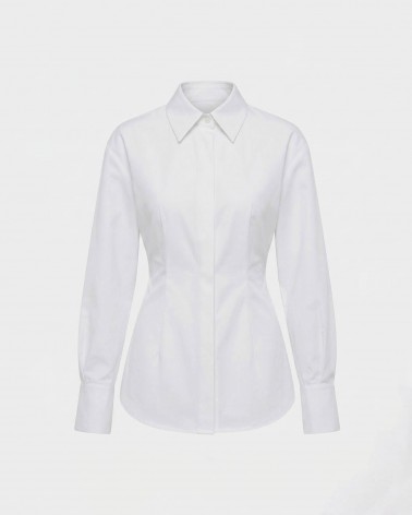 Біла сорочка приталена з зав'язкою FASHIONISTA