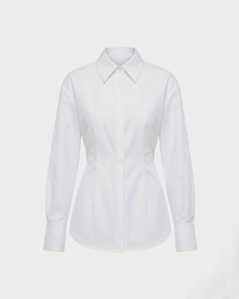 Біла сорочка приталена з зав'язкою FASHIONISTA