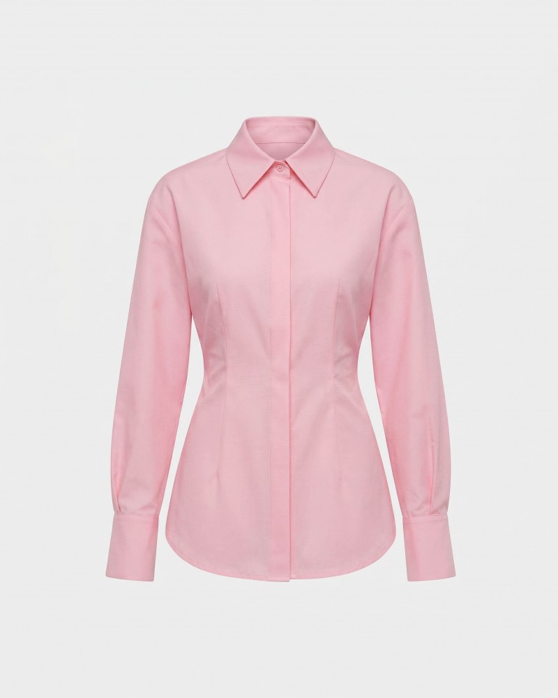 Рожева сорочка приталена з зав'язкою FASHIONISTA