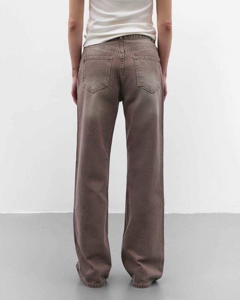 Світло-коричневі джинси Straight з вивареним ефектом FASHIONISTA