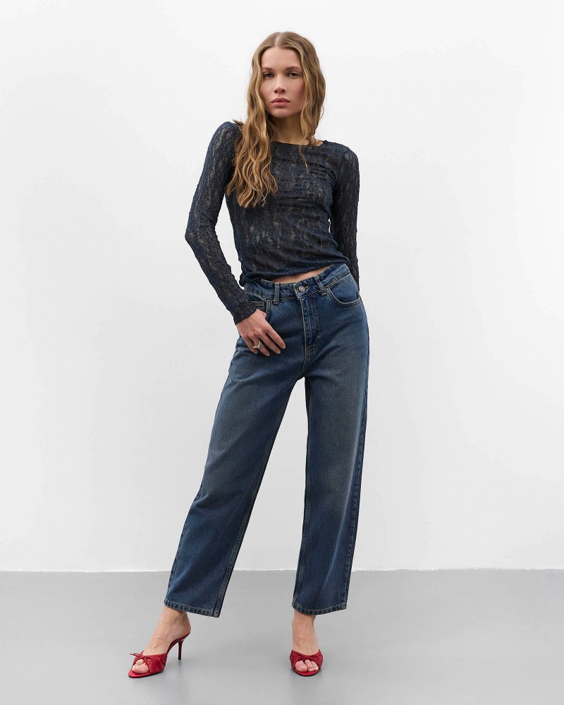 Темно-сині джинси Baggy з вивареним ефектом FASHIONISTA