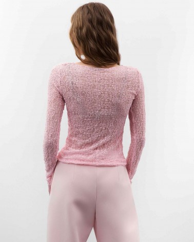 Рожевий мереживний лонгслівFASHIONISTA