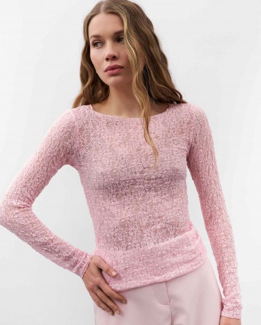 Рожевий мереживний лонгслівFASHIONISTA