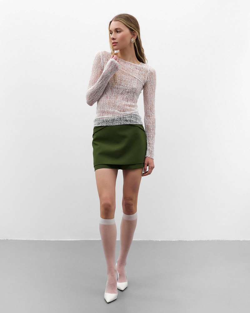 Білий мереживний лонгслівFASHIONISTA