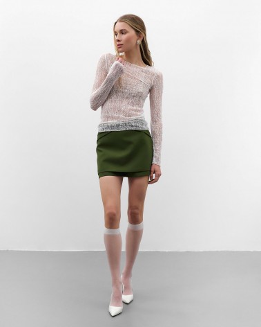 Білий мереживний лонгслівFASHIONISTA