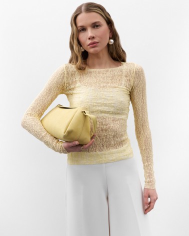 Жовтий мереживний лонгслів FASHIONISTA