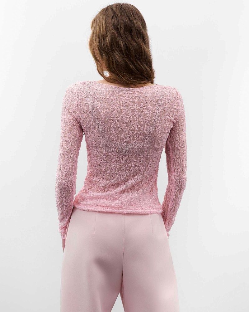 Рожевий мереживний лонгслівFASHIONISTA Рожевий мереживний лонгслівFASHIONISTA