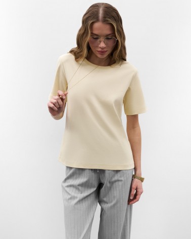 Кремова базова футболка FASHIONISTA