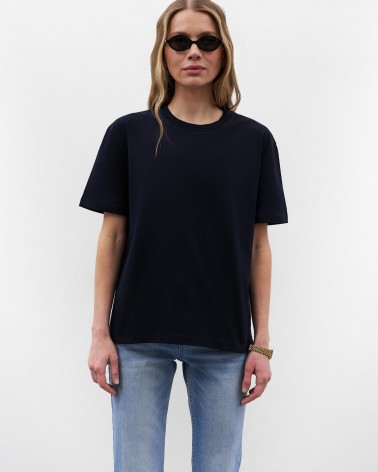 Темно-синя футболка вільного крою FASHIONISTA