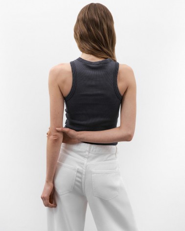 Темно-сіра майка з вирізом halter FASHIONISTA