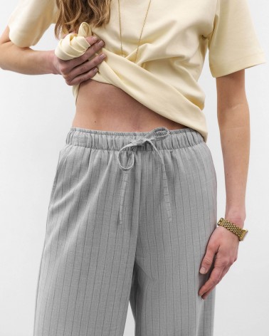 Сірі штани вільного крою в тонку смужку FASHIONISTA