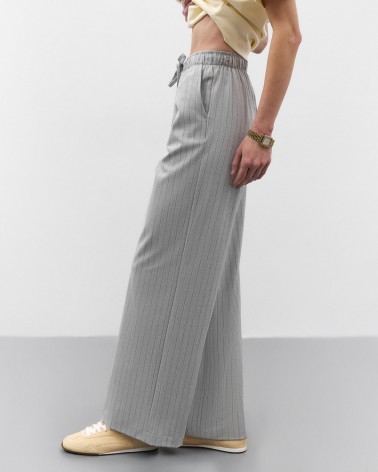Сірі штани вільного крою в тонку смужку FASHIONISTA