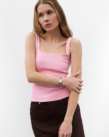 Рожевий топ з прямокутним вирізом FASHIONISTA