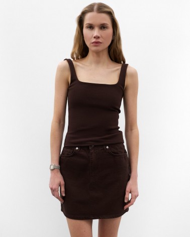 Шоколадний топ з прямокутним вирізом FASHIONISTA