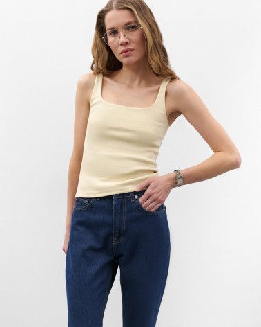Кремовий топ з прямокутним вирізом FASHIONISTA