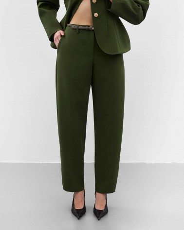 Темно-оливкові штани Eclat о-силуету Regular FASHIONISTA