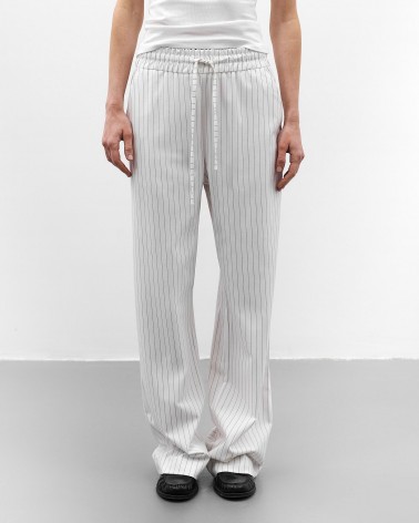 Білі штани в смужку вільного крою FASHIONISTA