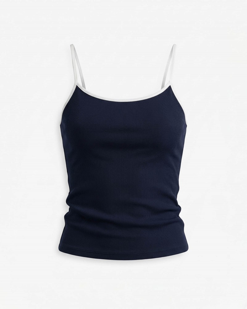 Темно-синя майка з контрастною окантовкою FASHIONISTA