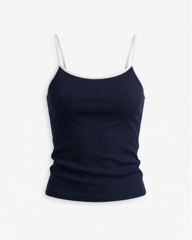 Темно-синя майка з контрастною окантовкою FASHIONISTA