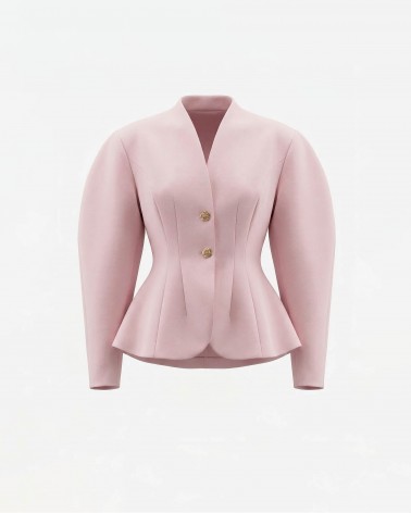 Рожевий жакет з акцентними плечима та відстрочками на талії FASHIONISTA