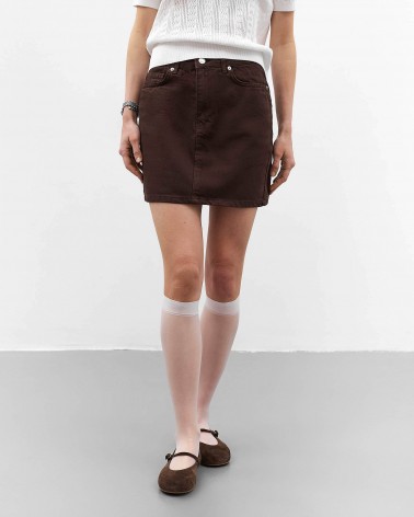 Шоколадна джинсова спідниця довжини міні FASHIONISTA