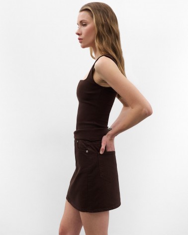 Шоколадний топ з прямокутним вирізом FASHIONISTA