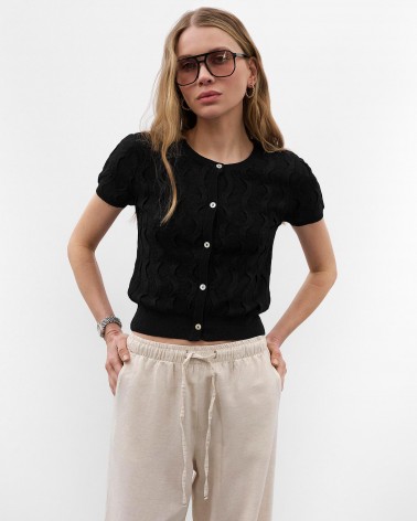 Чорний кардиган з коротким рукавом FASHIONISTA