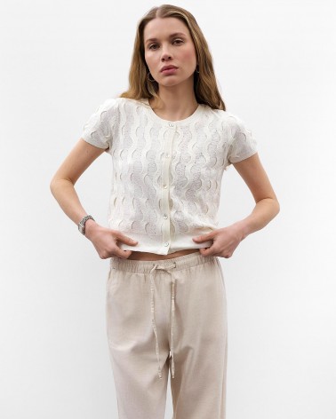 Молочний кардиган з коротким рукавом FASHIONISTA