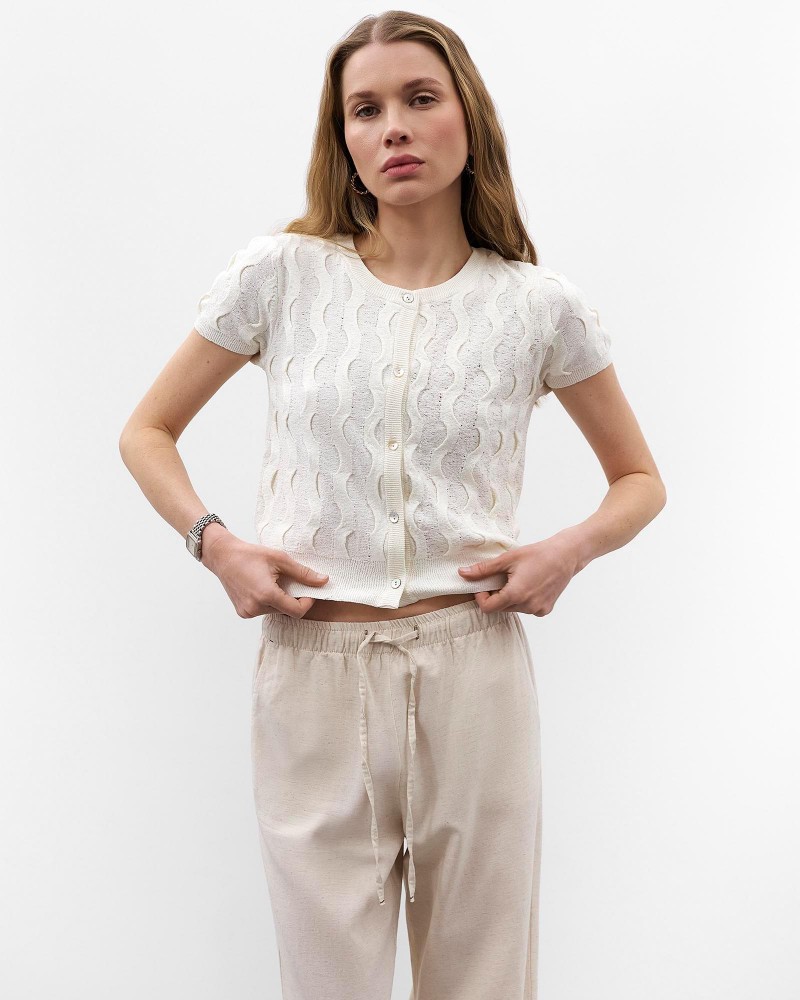 Молочний кардиган з коротким рукавом FASHIONISTA