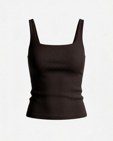 Темно-коричневий топ з прямокутним вирізом FASHIONISTA