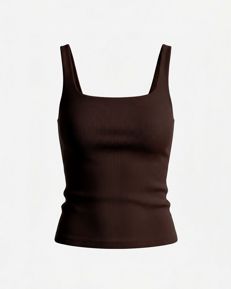 Шоколадний топ з прямокутним вирізом FASHIONISTA Шоколадний топ з прямокутним вирізом FASHIONISTA
