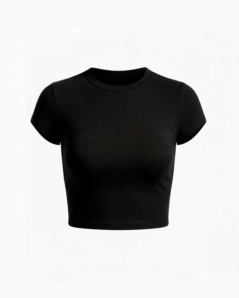 Чорна вкорочена футболка FASHIONISTA