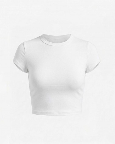 Біла вкорочена футболка FASHIONISTA