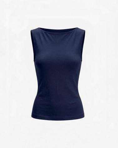 Темно-синя майка з драпіруванням FASHIONISTA