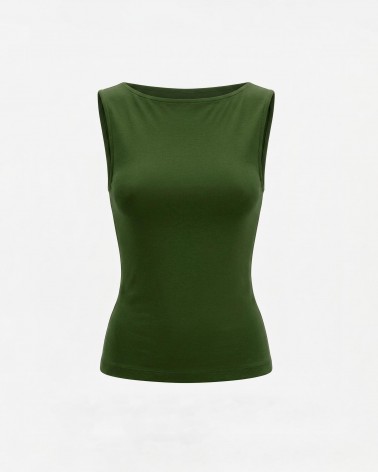 Темно-оливкова майка з драпіруванням FASHIONISTA