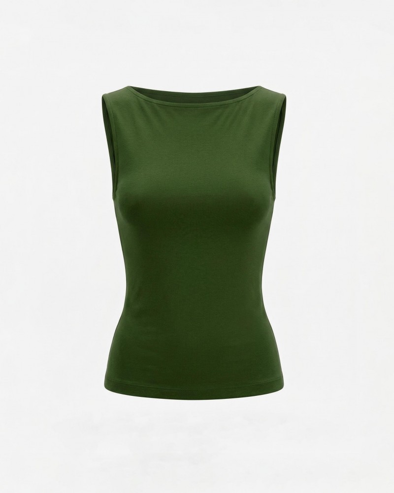 Темно-оливкова майка з драпіруванням FASHIONISTA Темно-оливкова майка з драпіруванням FASHIONISTA