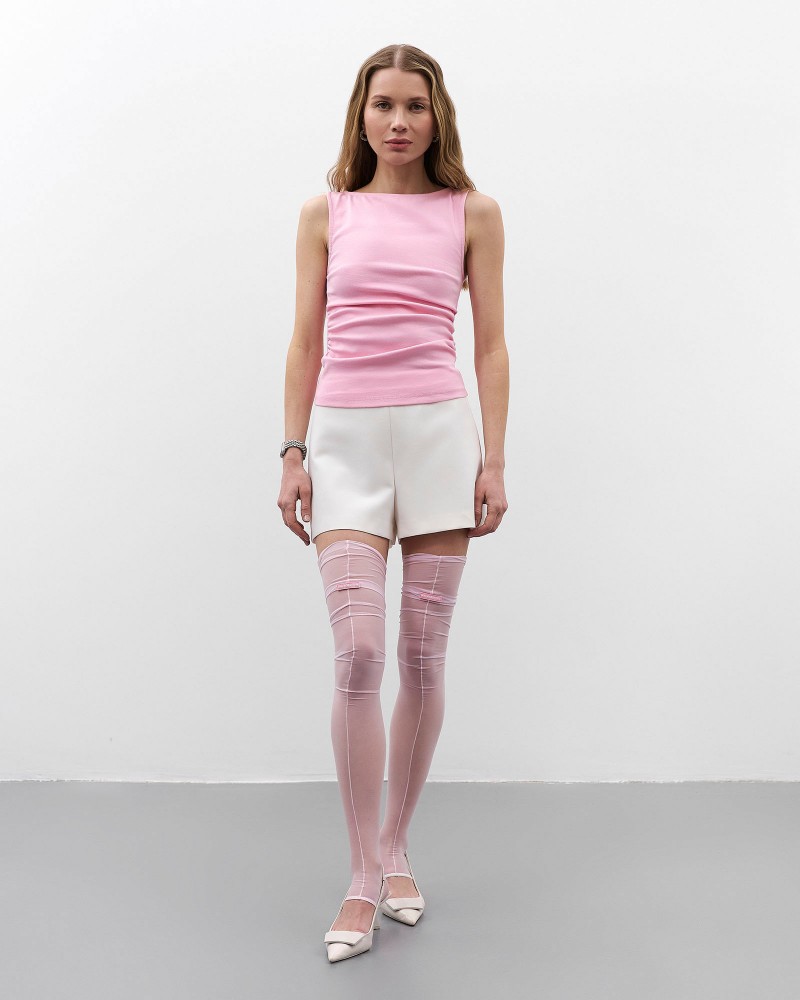 Рожева майка з драпіруванням FASHIONISTA