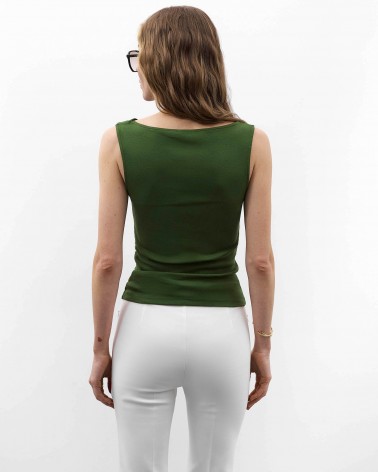 Темно-оливкова майка з драпіруванням FASHIONISTA