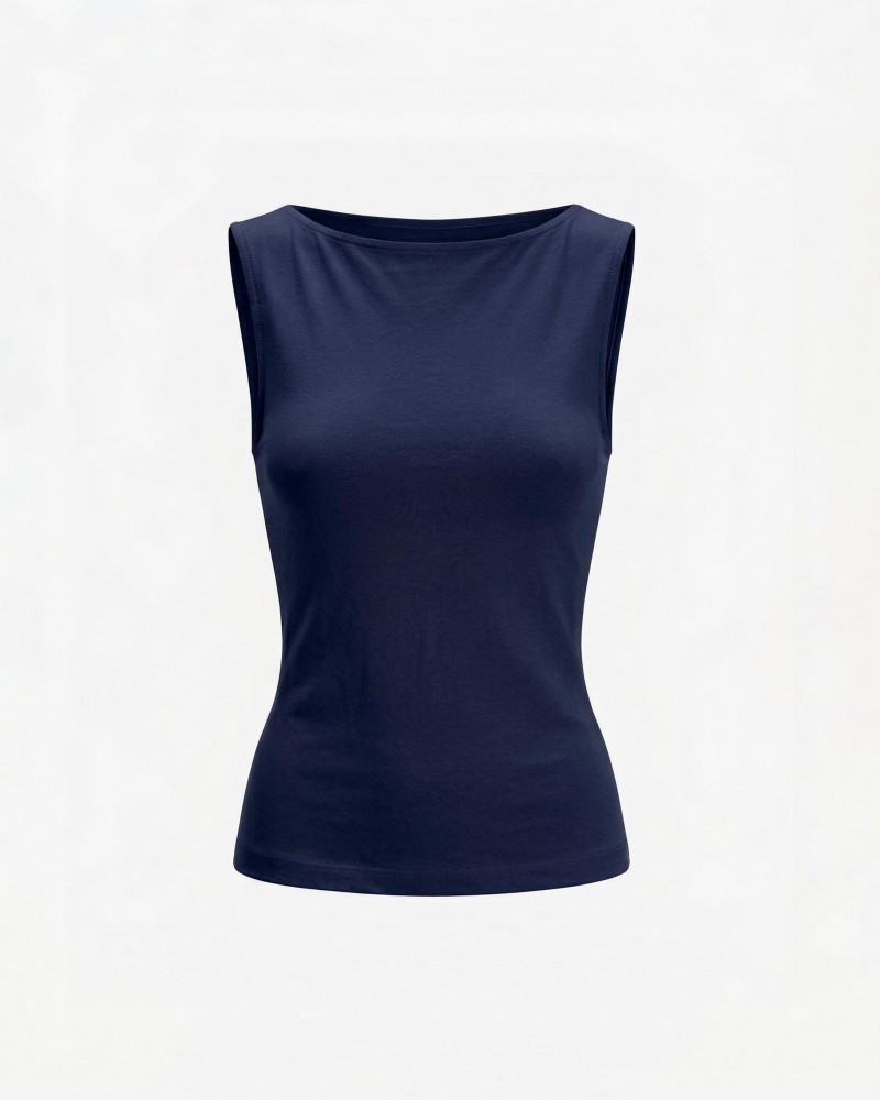 Темно-синя майка з драпіруванням FASHIONISTA Темно-синя майка з драпіруванням FASHIONISTA