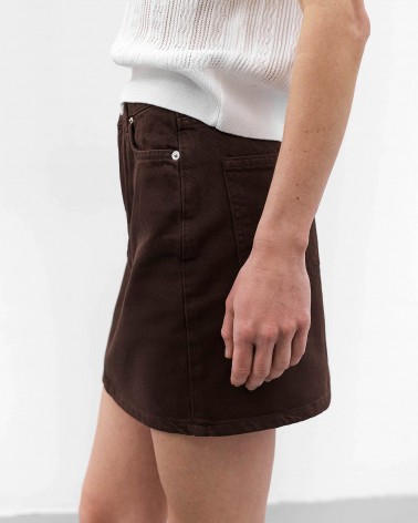Шоколадна джинсова спідниця довжини міні FASHIONISTA