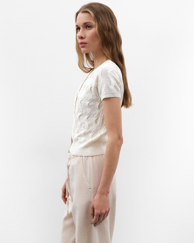 Молочний кардиган з коротким рукавом FASHIONISTA Молочний кардиган з коротким рукавом FASHIONISTA